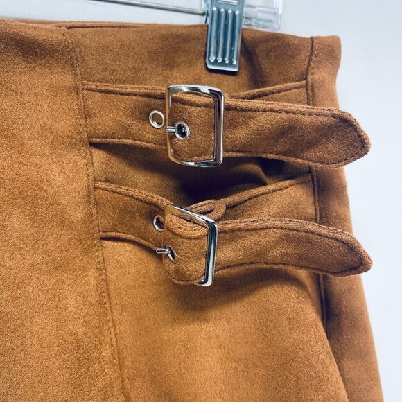 Iris Skirt Size XL Women’s faux leather suede brown with buckles Zíper - Picture 5 of 9